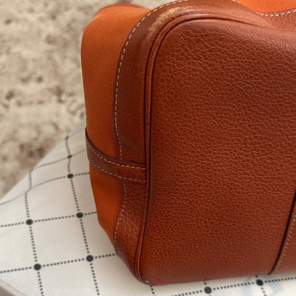 Pre owned Hermes Orange Garden Party MM tote with Hermes silk twilly - Picture 5 of 16